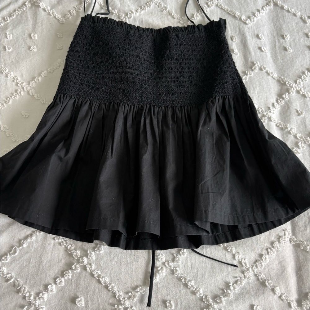 J. Crew Black Smocked Blouse